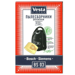 Мешок для пылесоса Vesta filter, BS 03, бумажный, 4 шт, + 1 фильтр