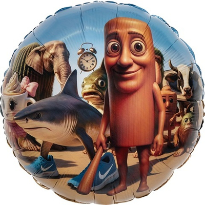 Шар фольга Круг, Мемы, Дизайн №3 45см уже с гелием