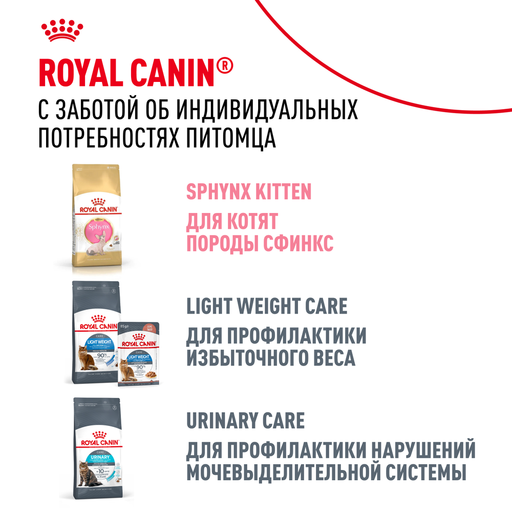 Royal Canin Sphynx Adult Сфинкс Эдалт Корм сухой сбалансированный для взрослых кошек породы Сфинкс от 12 месяцев 2кг