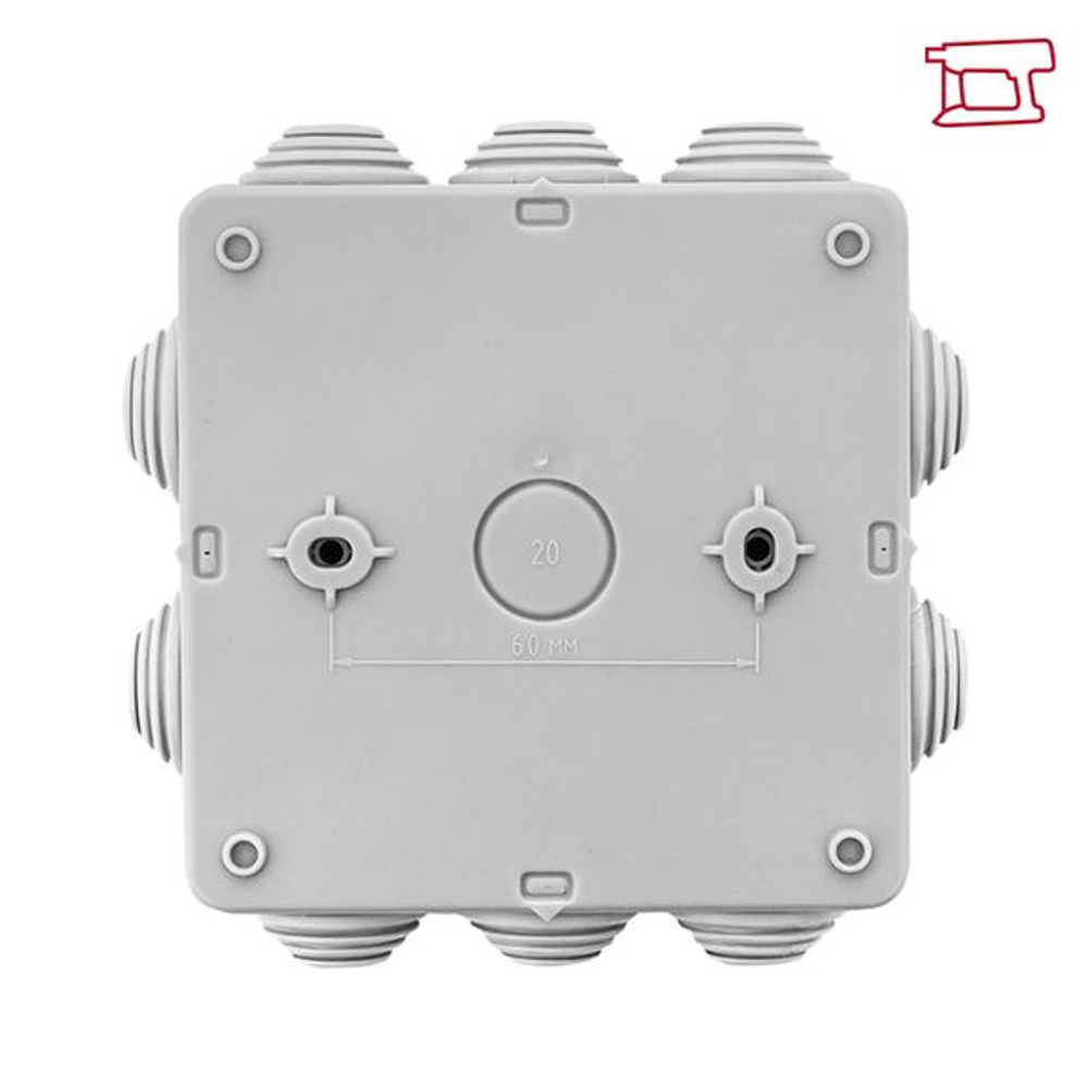 Коробка распределительная КМР-030-014 с крышкой (100x100x50) для прямого монтажа, 10 мембр. вводов серая IP55 EKF (60.00 шт.)