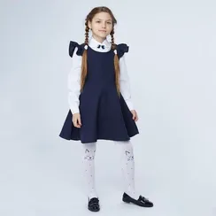 Школьный сарафан для девочки, цвет синий, рост 122