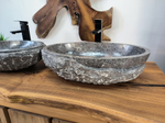 Раковина из мрамора ПАРА! Oval Grey Marmo Wave OM-65752 56х36х15 из натурального камня