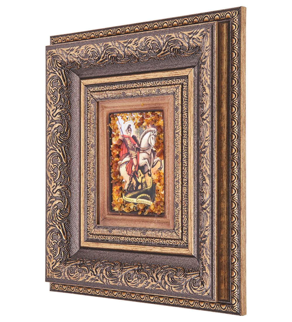 AMB-05/ 2 Икона «Святой Георгий» (с янтарной крошкой) H-22см