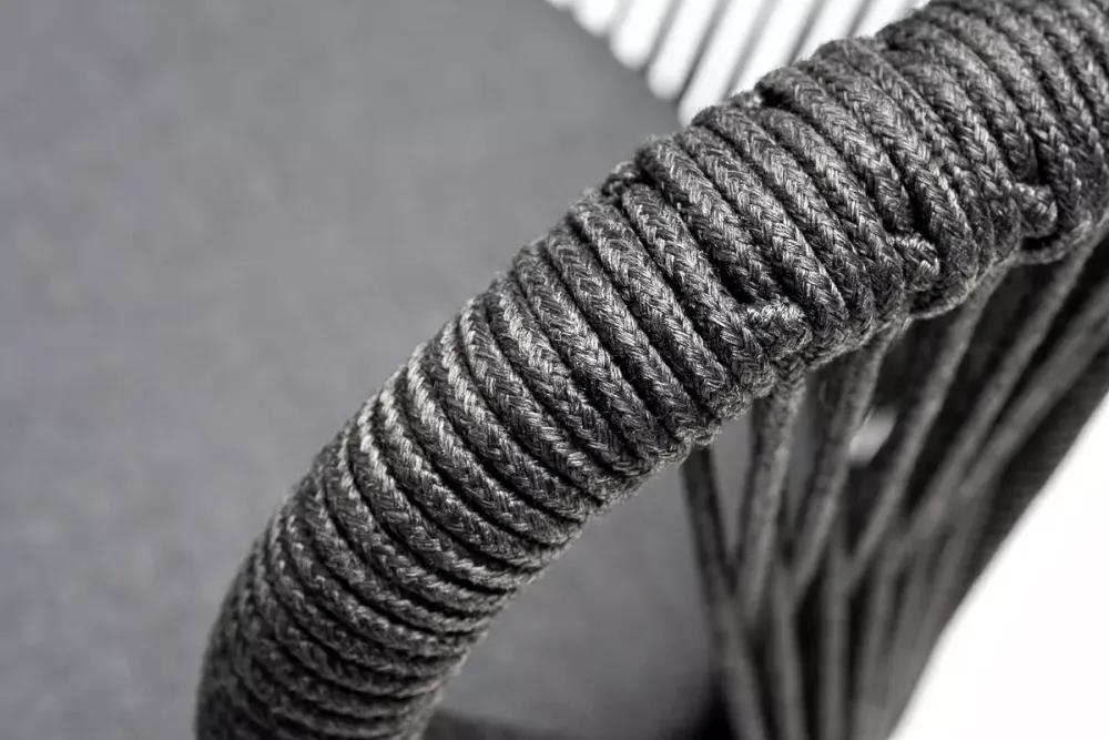 "Венето" обеденная группа на 6 персон со стульями "Милан", каркас темно-серый, роуп темно-серый