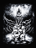 Футболка с принтом "Кот Баюн". Черная