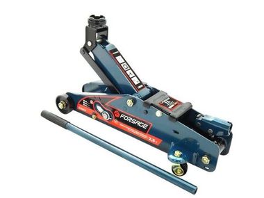 Домкрат подкатной гидравлический 2,5т с фиксацией (h min 140мм, h max 387мм) в кейсе с резиновой накладкой Forsage F-TH22501C кейс