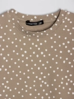 Бежевая футболка для девочки в горошек в школу