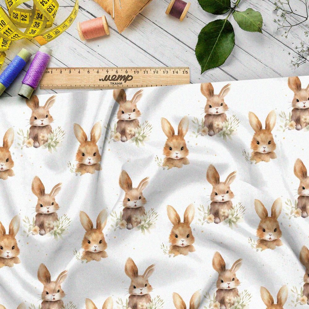 Ткань премиум дюспо милые зайчата
