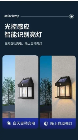 светильник садовый на солнечной батарее уличный настенный с датчиком движения