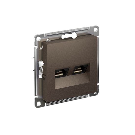 Розетка компьютерная 2-м AtlasDesign RJ45 кат.5E механизм мокко SE ATN000685