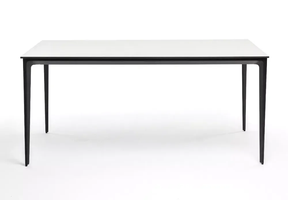 "Малага" обеденный стол из HPL 160х80см, цвет молочный, каркас черный