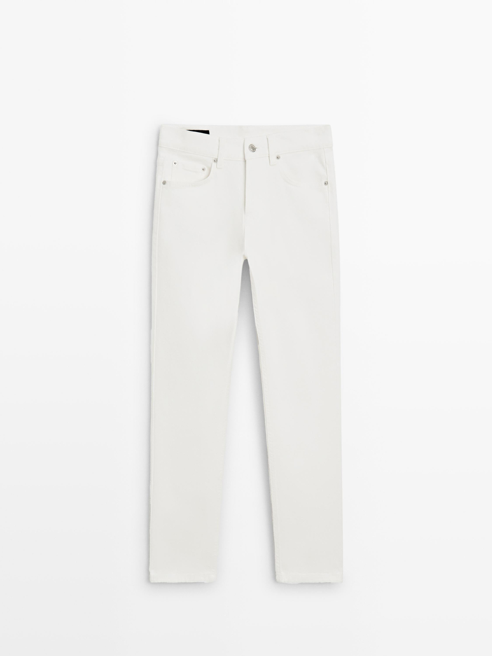 Massimo Dutti Джинсы средней посадки, укороченные, облегающего кроя, экрю