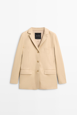 Massimo Dutti Блейзер из кожи наппа, ванильный