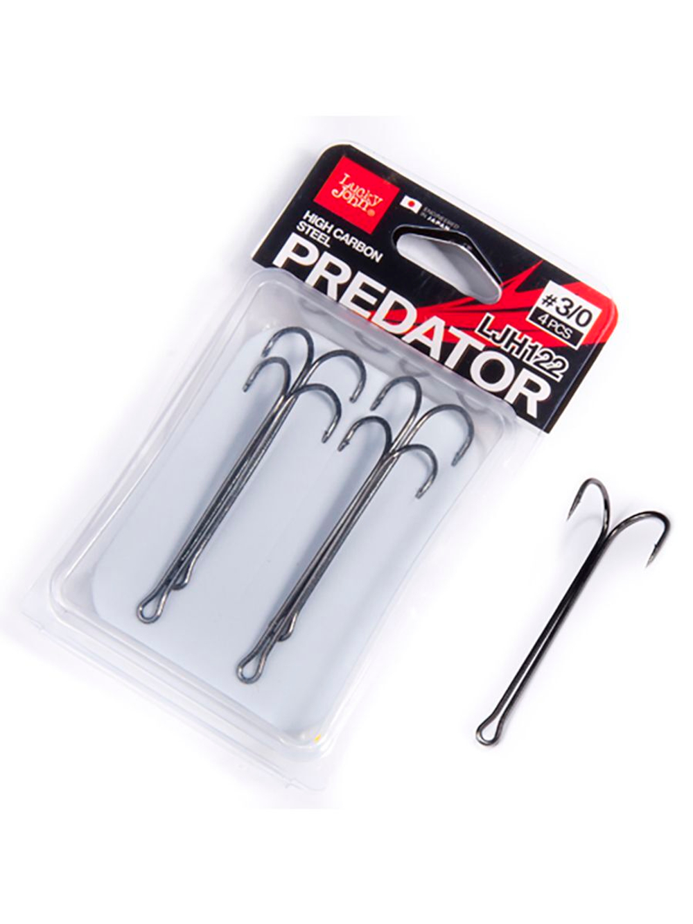 Крючки-двойники Lucky John PREDATOR серии LJH122 размер 001/0 (5упк.по 5шт.)
