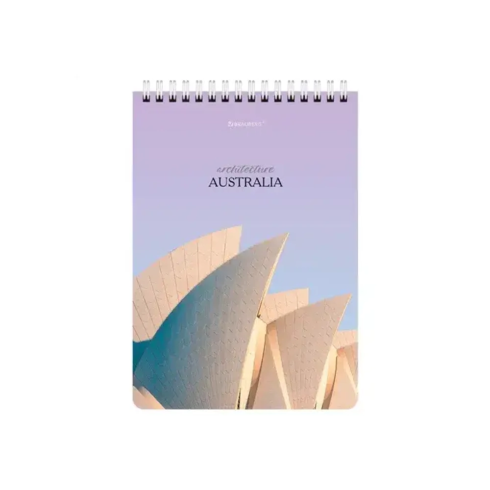 Блокнот А-5 греб. 80л. BRAUBERG, "Архитектура", клетка лак , жесткая подложка 114382