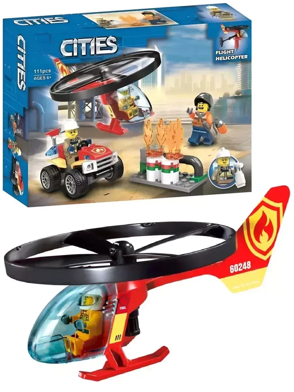 Конструктор Сити Пожарный Cпасательный вертолёт 111 деталей