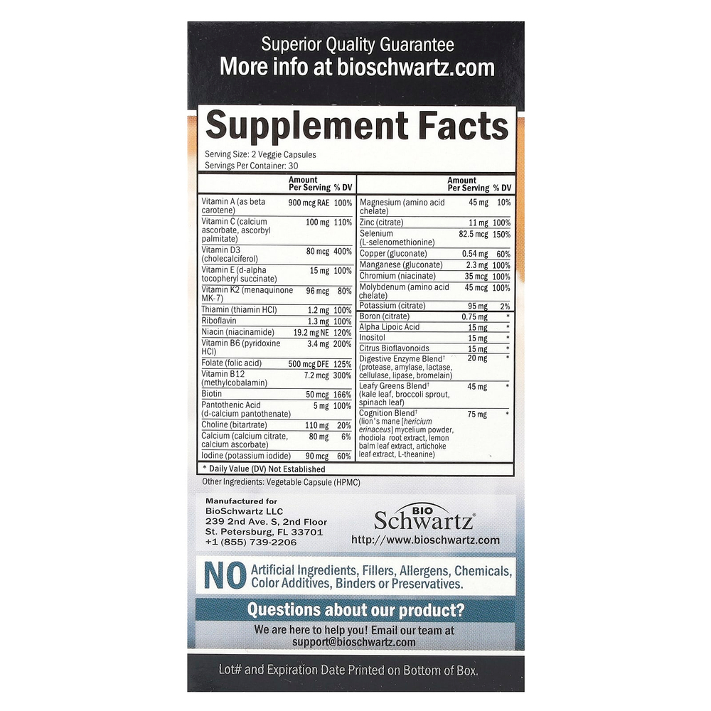BioSchwartz, мультивитамины для мужчин старше 50 лет, 60 вегетарианских капсул