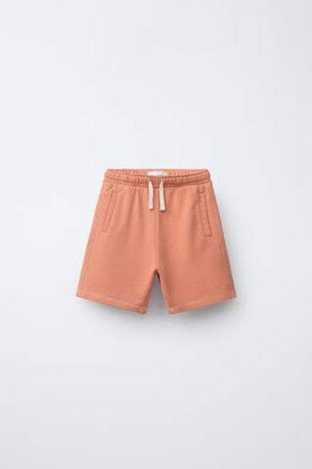 ZARA ШОРТЫ ИЗ МЯГКОЙ ТКАНИ С ЛОГОТИПОМ GARMENT DYE, ОРАНЖЕВЫЙ