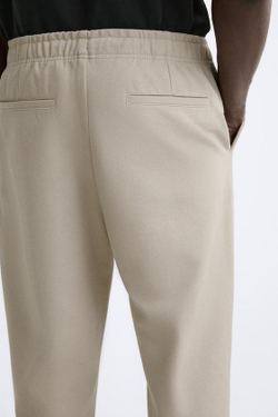 ZARA БРЮКИ-ДЖОГГЕРЫ КОМФОРТНОЙ ПОСАДКИ, БЕЖЕВЫЙ