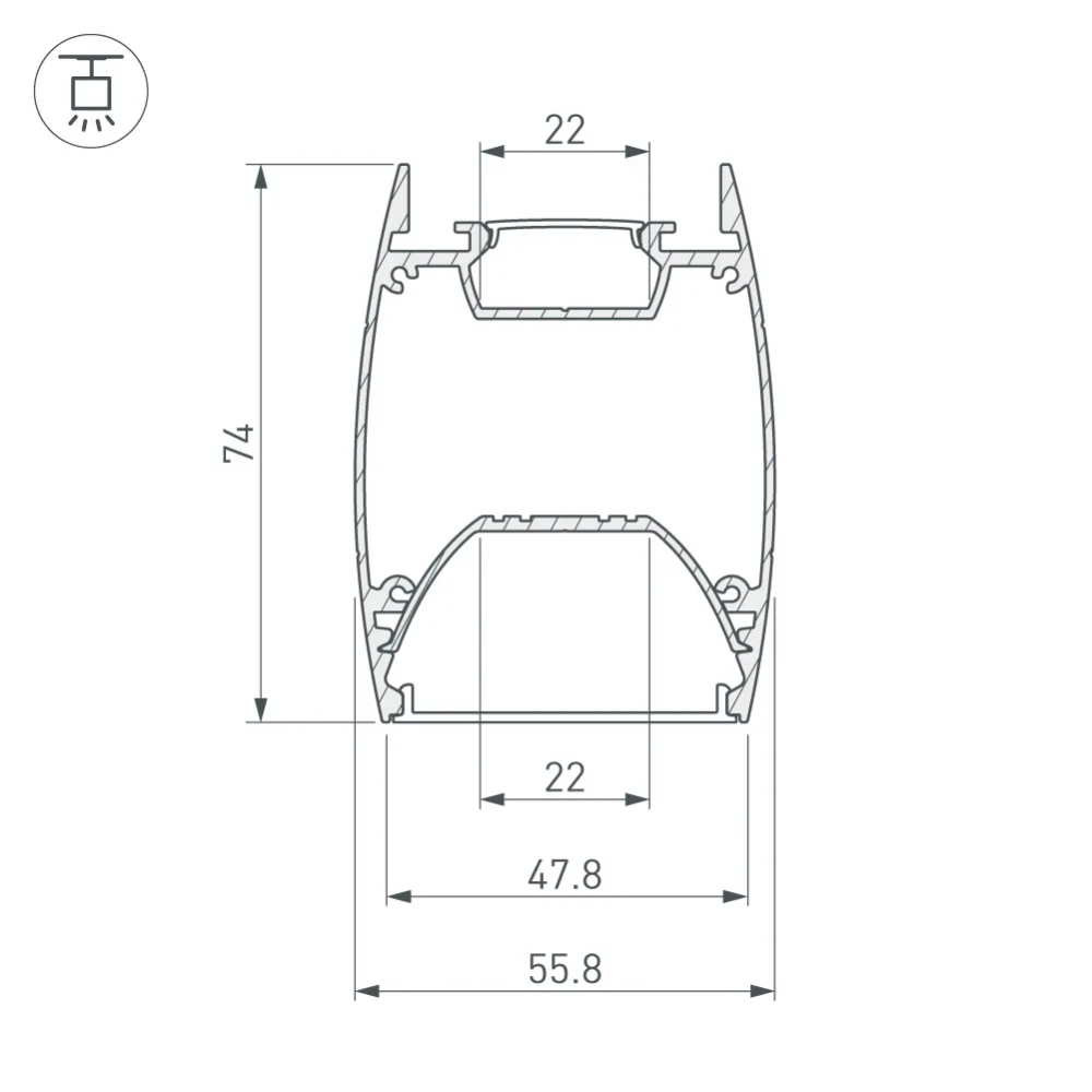 Профиль ARH-LINE-4874-DUAL-2000 ANOD (Arlight, Алюминий) 036345