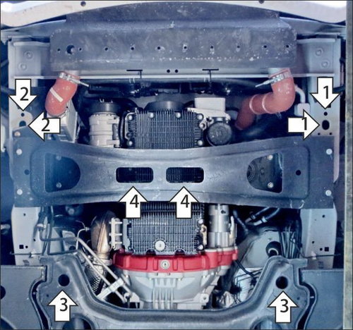 Защита радиатора, картера двигателя. 2 мм, Сталь. для Foton Toano 2015-н.в., Motodor.77501