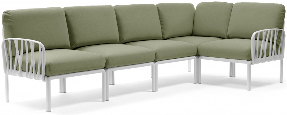 Диван пластиковый с подушками Nardi Komodo 5, белый, джунгли