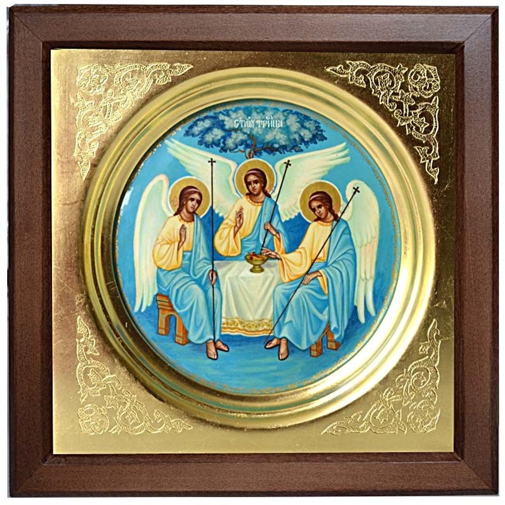 Святая Троица. Рукописная икона в киоте.