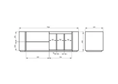 Тумба Lagom под ТВ 2 ящика 3 ниши ширина 140 см (серый)