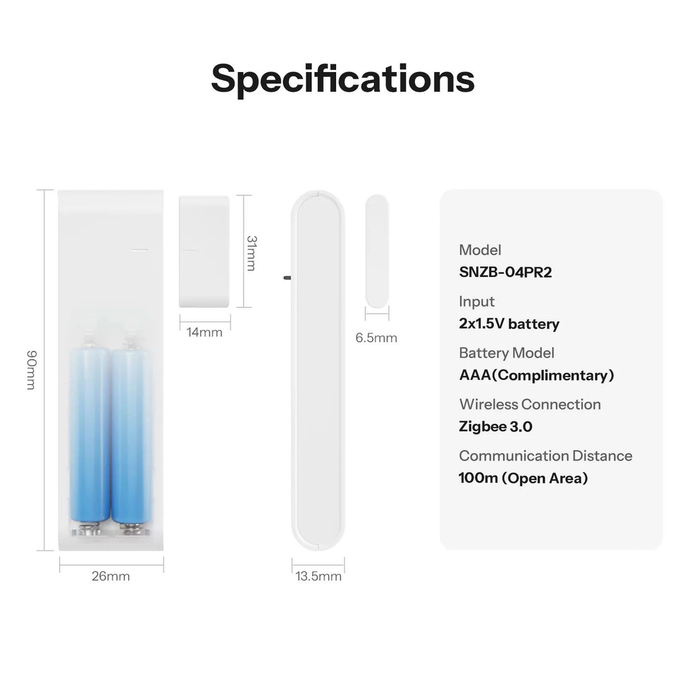ZigBee Датчик открытия двери/окна SONOFF SNZB-04PR2 SenseGuard DW Gen2