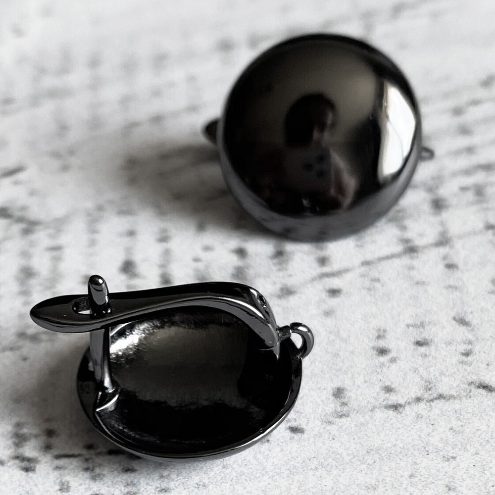 Ювелирные швензы с покрытием черный металл, 15*15 мм, цена за пару