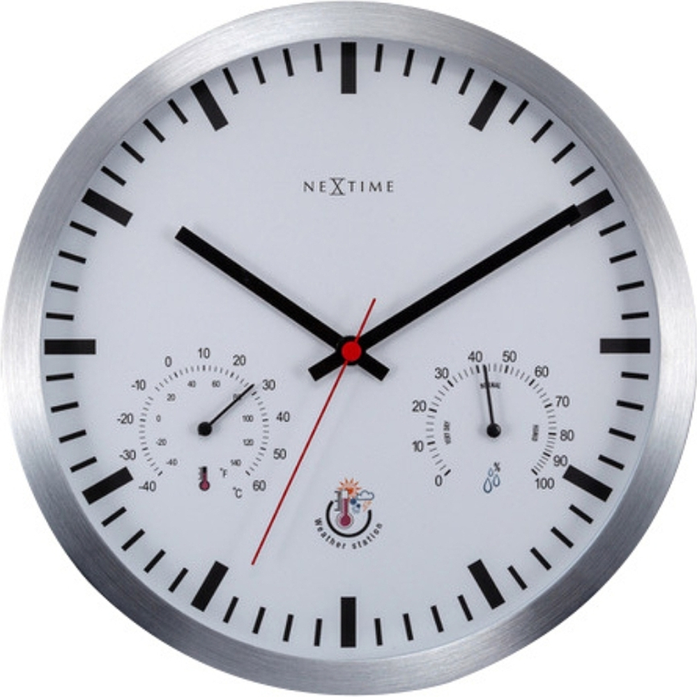 Настенные часы NeXtime, алюминий, 25 см, белые