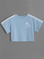 Летний голубой костюм для девочки, футболка и кюлоты