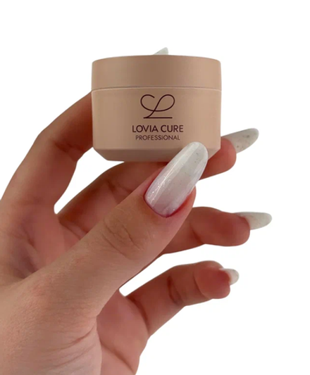 Lovia Cure Builder Gel Milky Silver - Гель моделирующий молочный с серебристыми хлопьями, 15 мл