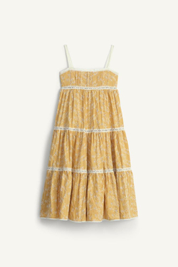 ZARA ПЛАТЬЕ В ЦВЕТОЧЕК - LIMITED EDITION, ГОРЧИЧНЫЙ