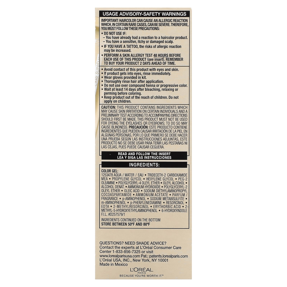 L'Oréal, Superior Preference, яркий, не выцветающий цвет, светло-янтарно-коричневый для 6 часов утра, 1 нанесение