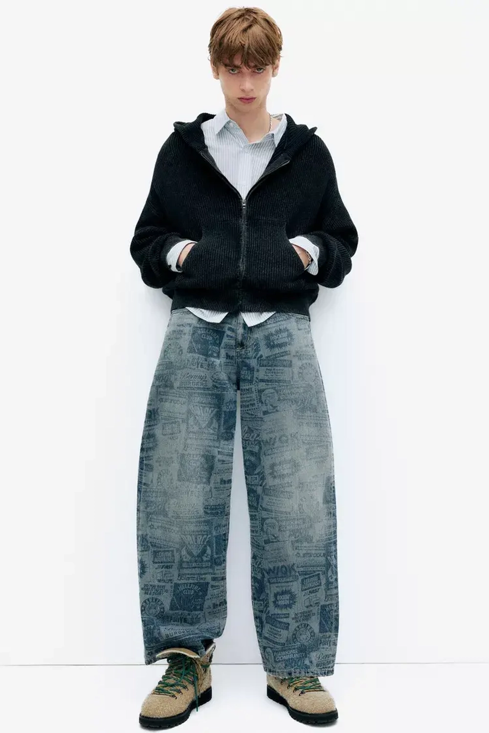 PULL&BEAR Джинсы широкого кроя "Stranger Things", синий