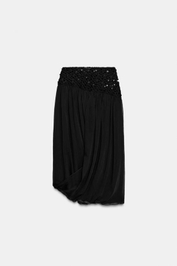 ZARA ЮБКА С ПАЙЕТКАМИ — ZW COLLECTION, ЧЕРНЫЙ