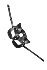 Черная кожаная рельефная маска кошки (Цвет: черный)