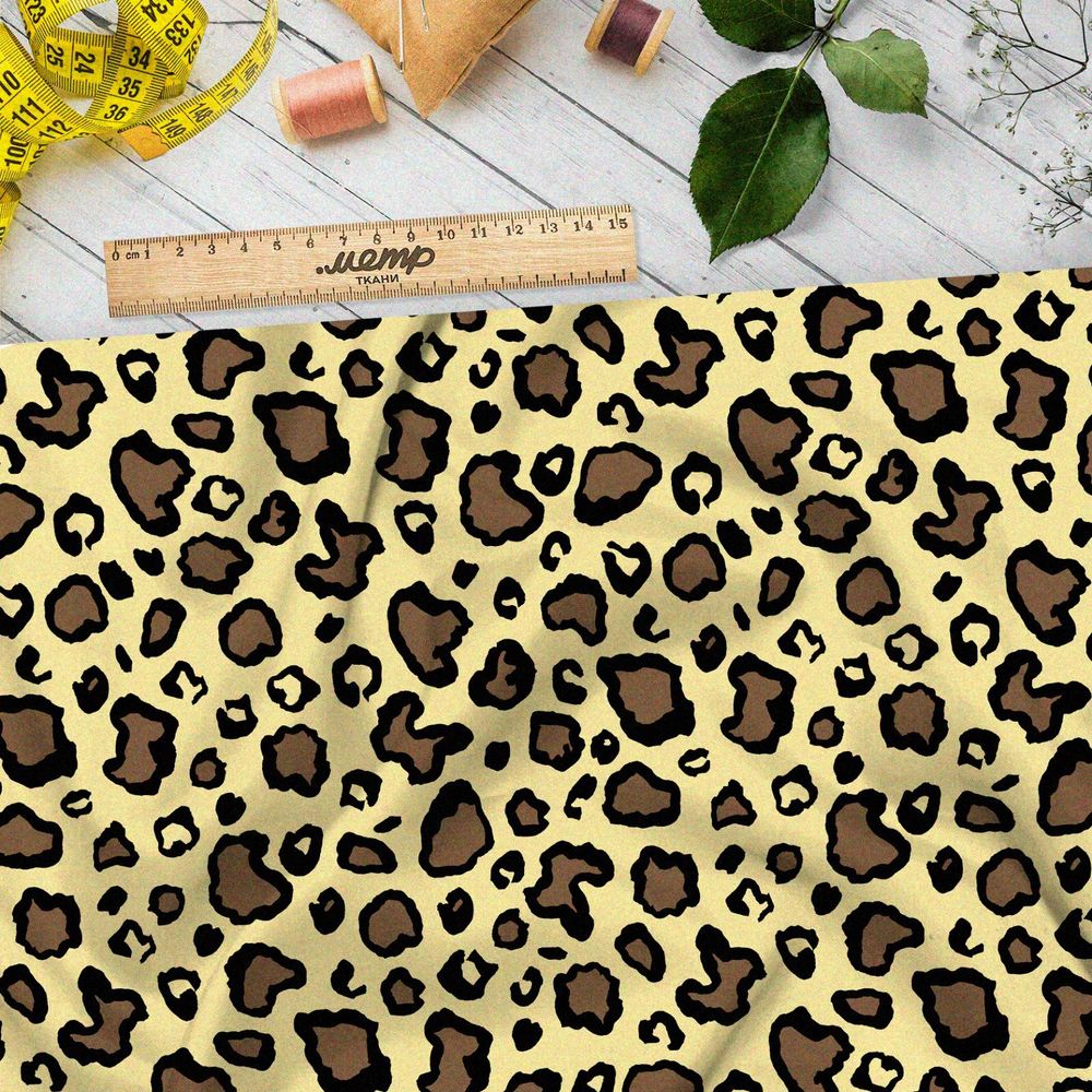 Ткань оксфорд 210 светлый контрастный леопардный принт