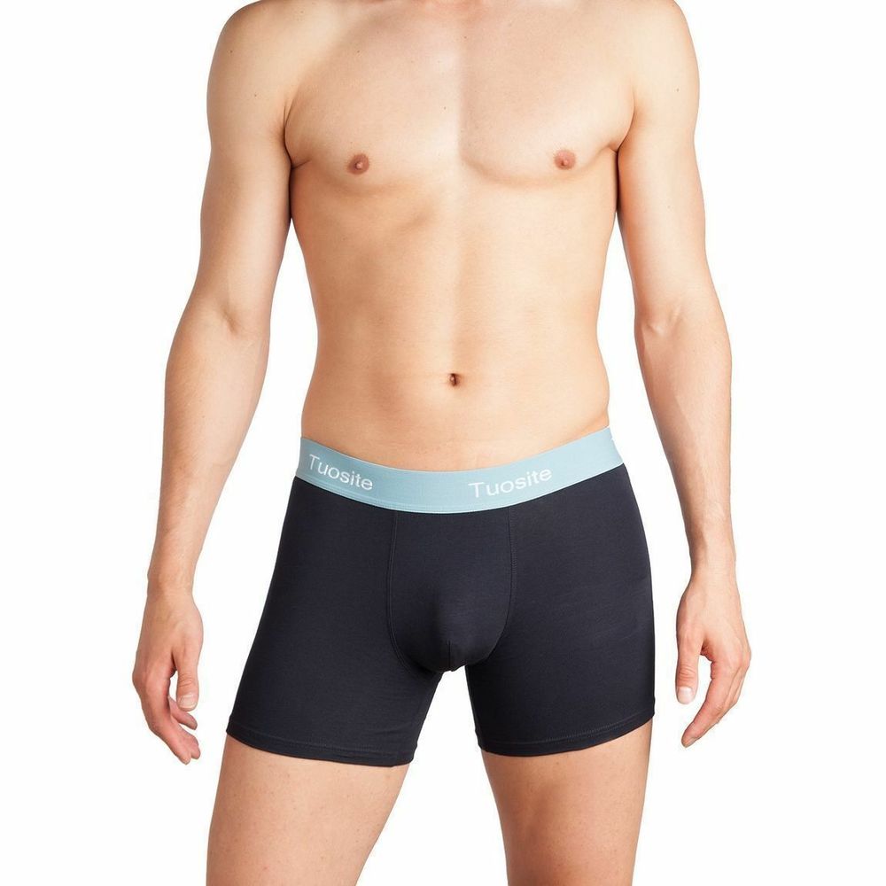 Мужские трусы боксеры черные с голубой резинкой Tuosite TS7820-2