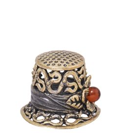 AM-4090 Наперсток «Шляпа Дамская» (латунь, янтарь)