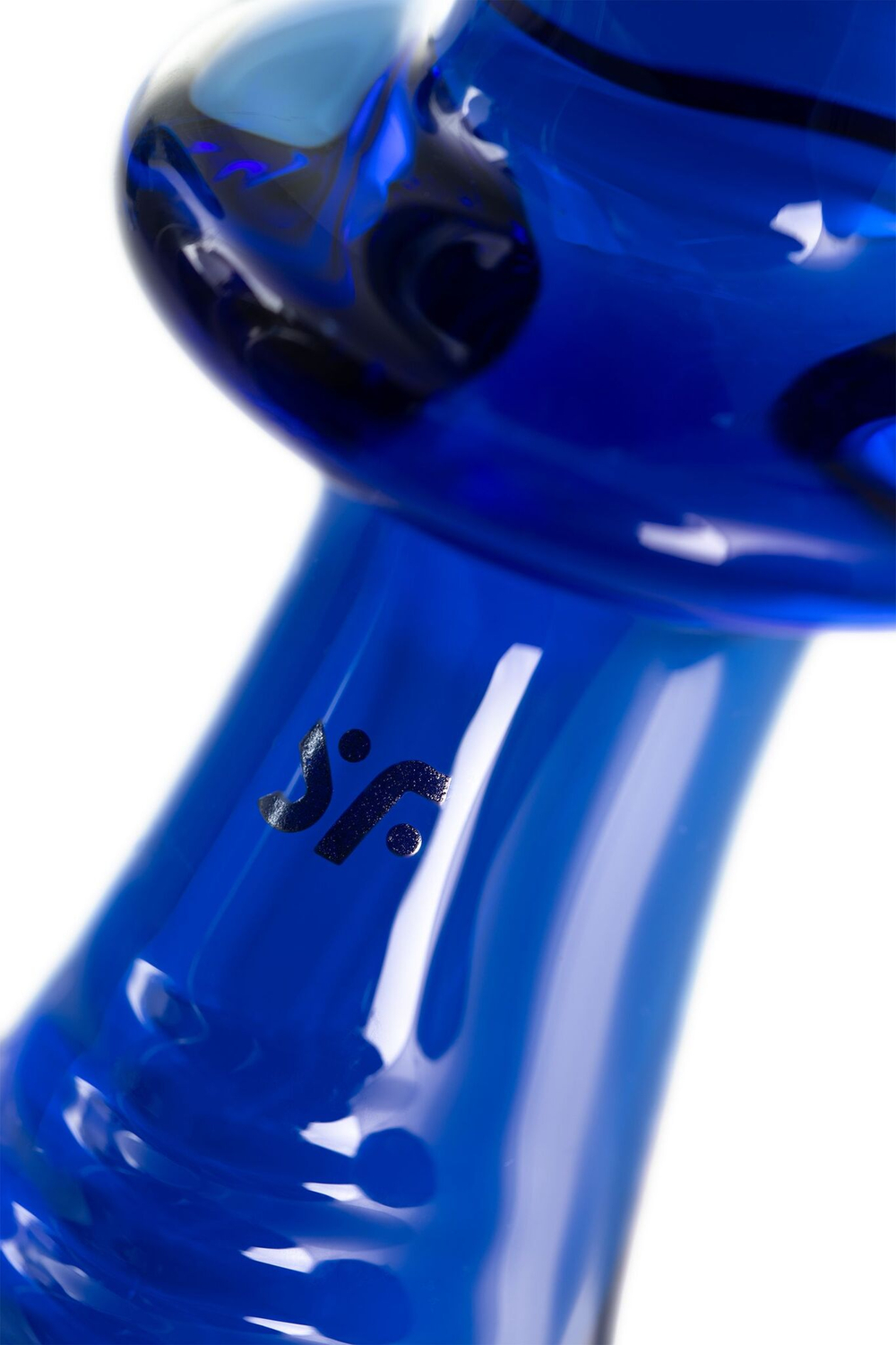 Синий двусторонний стеклянный фаллоимитатор Double Crystal - 19,5 см. (Цвет: синий)