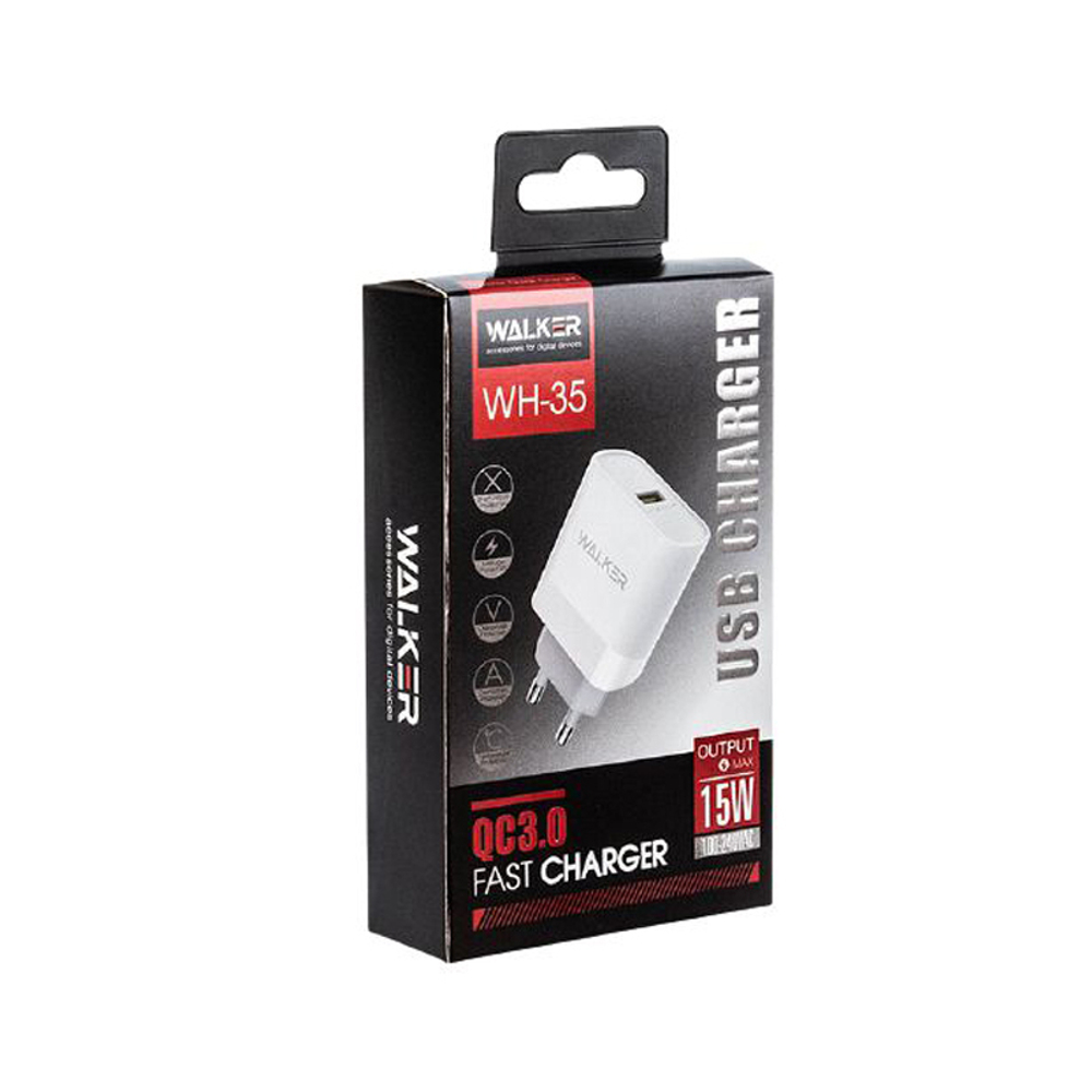 Сетевое зарядное устройство Walker WH-35,USB (2.4А), белый