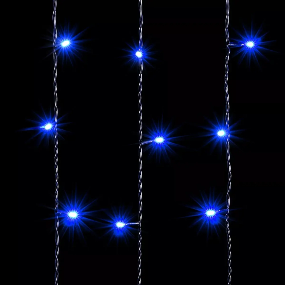 Светодиодный занавес 2*2 м., 400 синих LED ламп, черный провод ПВХ, LTC (PCL402-11-2B)