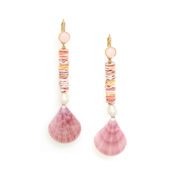 Серьги Nature Bijoux, Spiaggia Rosa, с морскими ракушками, жемчугом и розовым кварцем, NB26.1-12-905
