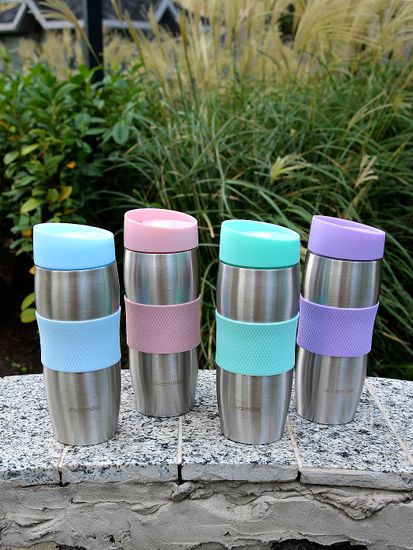 Термокружка 380 мл. из нержавеющей стали Kamille KM-2053R с TPR-вставкой