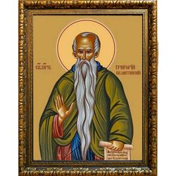 Григорий (Дримис) Византийский, Святогорец, Афонский, преподобный. Икона на холсте.