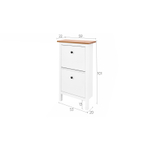 Обувница 2 ящика КЫМОР (HEMNES), 59х22х101 см, белый/светло-коричневый