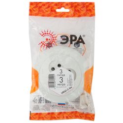 Удлинитель электрический ЭРА UR-3-3m рулетка без заземления 3 розетки 3м ШВВП 2x0,75мм2 6А