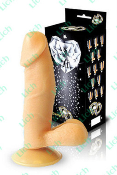 Фаллоимитатор реалистичный с мошонкой и на присоске. 14,5 см.